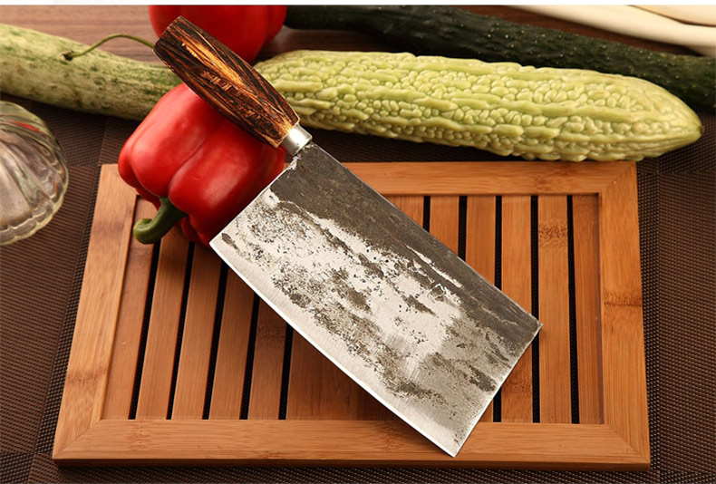 楚家刀手工锻打传统炮弹钢夹钢中式土切片刀厨用老菜刀 大号_ 3折现价