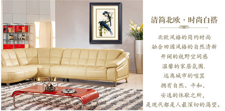 有家 装饰画客厅书房挂画餐厅新古典花鸟双飞燕两联画玄关壁画美式有框画 双飞燕A单件 50*65cm成品尺寸