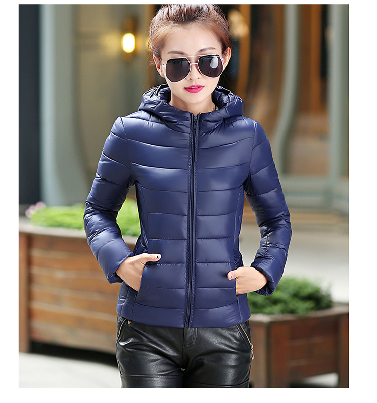 缇思曼2015冬装新款女款修身轻薄羽绒服棉服带帽子短款外套大码 女 紫红色 L