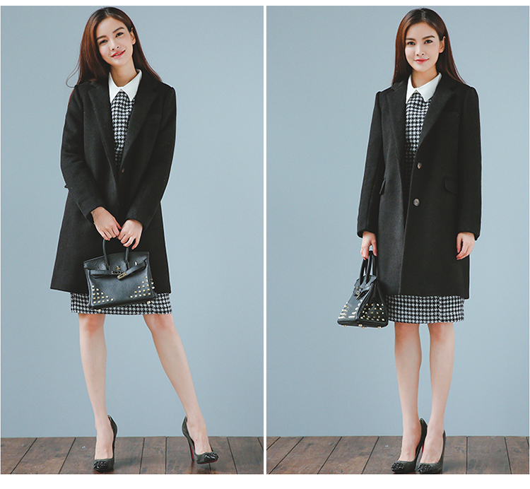 良衣尼朵2015冬季新款大衣女中长款韩版羊毛绒厚毛呢外套风衣女 驼色 M