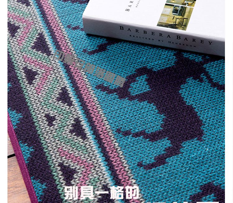 
                                        毯客 北欧可爱小鹿卧室床边地毯厨房长条防滑垫进门地垫门垫 蓝色森林 40CMx180CM                