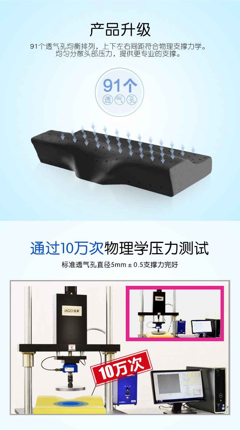 
                                        佳奥（JAGO） 慢回弹护颈记忆枕按摩颈椎枕脊椎专用棉枕头成人劲椎枕芯 磁布深睡款 浅咖                