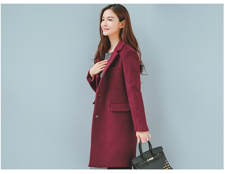 良衣尼朵2015冬季新款大衣女中长款韩版羊毛绒厚毛呢外套风衣女 驼色 M