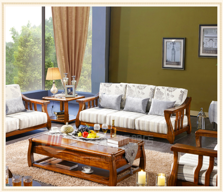 嘉文家居 高端客厅实木沙发 虎斑木沙发 布艺沙