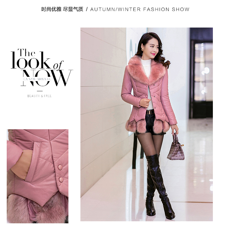 伊索琳2015冬季女装外套棉衣女棉服新款大毛领皮衣潮韩版 黑 色 L