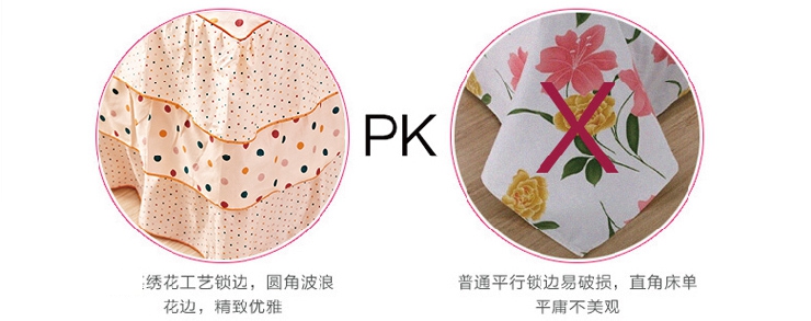 
                                        丝品乐 全棉床裙 荷叶边清新田园风床罩子 单品席梦思床套 楚楚红颜 150*200*40cm                