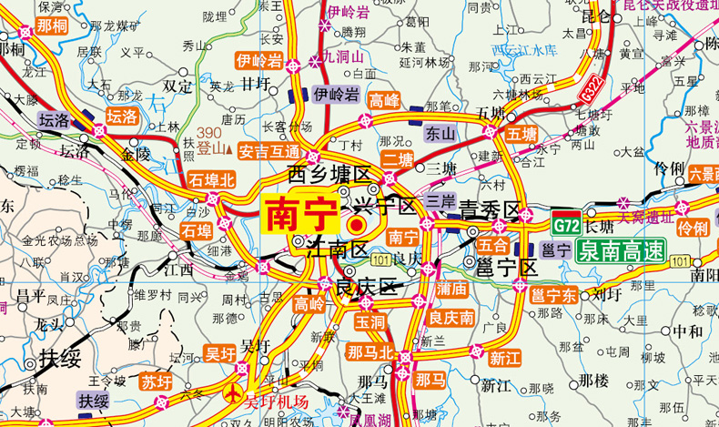 2021全新正版广西省交通旅游图广西壮族自治区公路交通详图南宁市交通