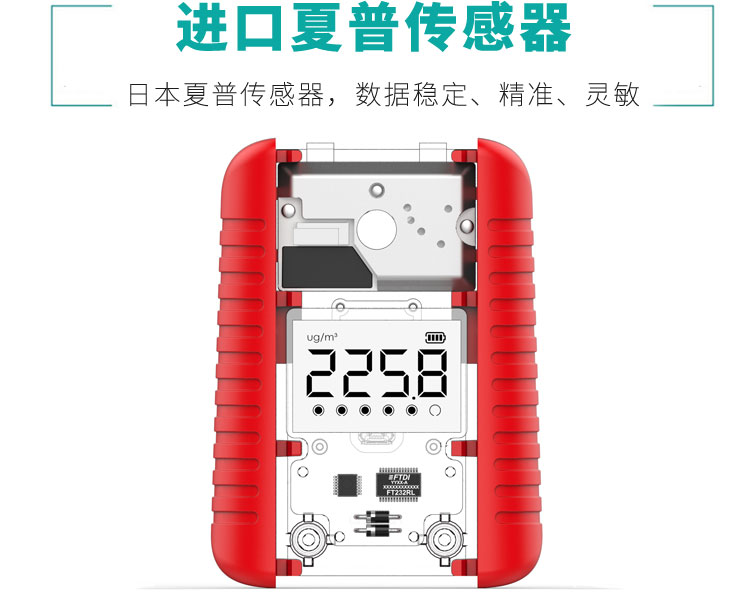 
                                        艾吉奥家用PM2.5检测仪雾霾PM2 5检测仪粉尘检测仪器霾表空气质量检测仪环境测霾监测仪 釉底红                