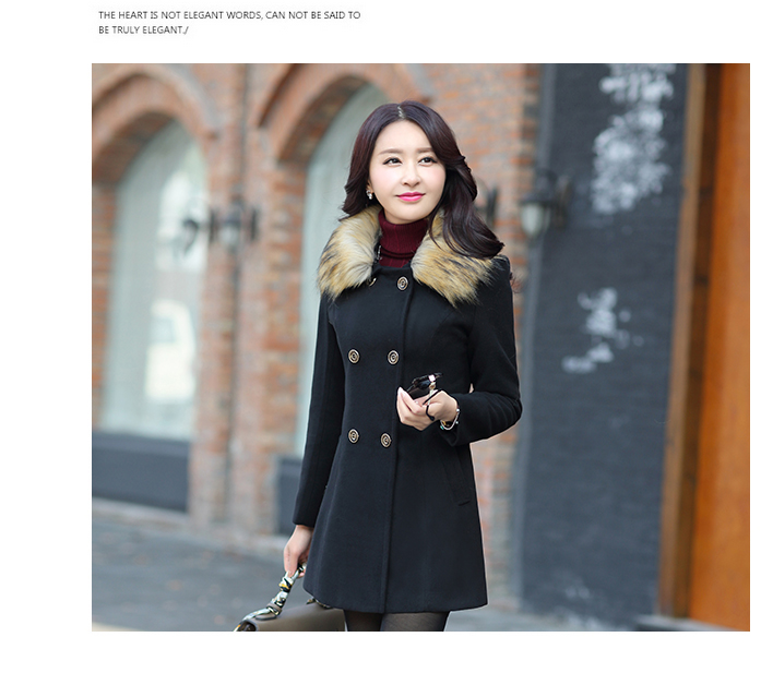 relguy 2015秋冬 新 女装新款韩版修身中长款时尚羊绒气质外套大码毛呢大衣女 桔红色 3XL