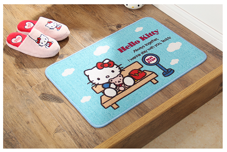 
                                        hello kitty系列 卡通地垫 加厚植绒包边浴室地垫客厅卧室门垫 KT猫地垫 大脸猫 54X60CM                