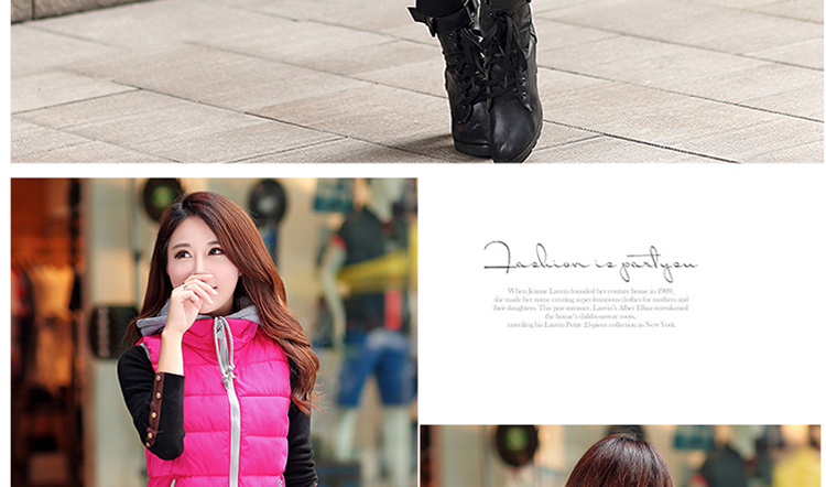 赛果 2015新款中长款棉马甲女秋冬韩版棉衣棉服女连帽女马夹外套 SG3199 粉红色 XL