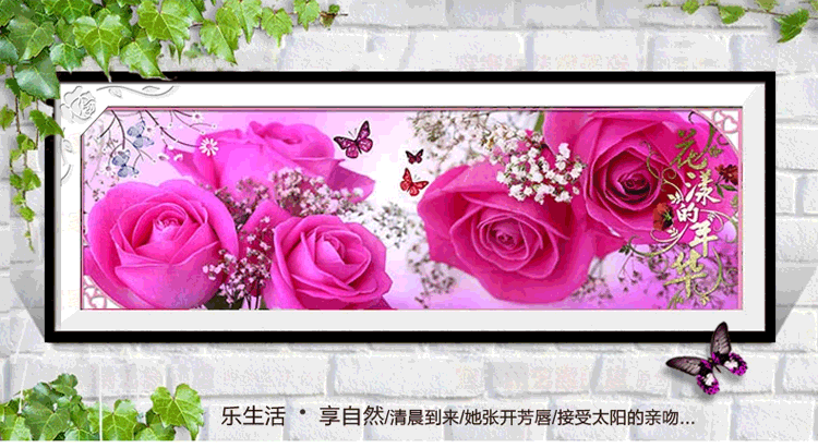 
                                        菲绣绣艺 花样年华 5D钻石画手工贴钻绣 魔方钻 玫瑰花系列 客厅卧室大幅挂画 花样年华紫色 1.3米中版                