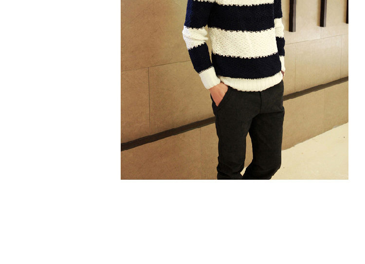 强荣 2014秋季男装 新款 简约<em>黑白</em>条 特殊<em>织法</em>