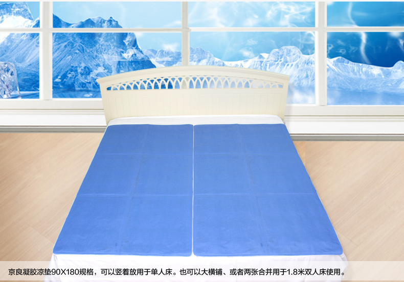 
                                        京良 凉席冰垫 夏日清凉凝胶凉垫 可折叠空调席子免洗床垫冬夏两用床垫 凝胶床垫 毛巾棉布床垫不变形记 蓝色 90*140cm                
