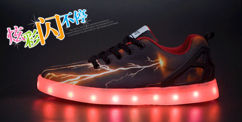 马刺男爵2016七彩闪光灯男女韩版夜光鞋led灯迷彩发光