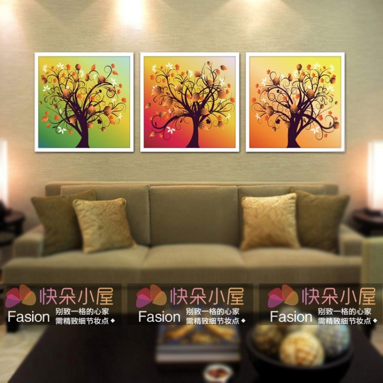 快朵小屋 现代简约装饰画 客厅沙发背景画 有框画 画