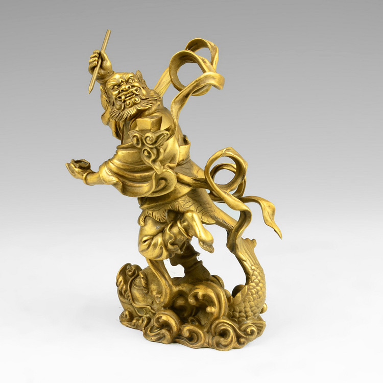 百纳源 魁星点斗独占鳌头工艺品铜魁星踢斗书房办公室装饰品T1629 黄铜色