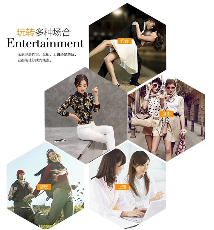 LINKTINA加绒衬衫女秋冬韩版新款女装加厚修身蕾丝印花打底衫女式上衣 OM-33 黑色印花 加绒 XXL