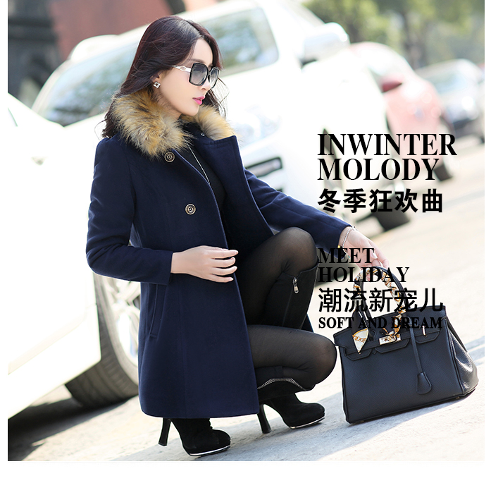 relguy 2015秋冬 新 女装新款韩版修身中长款时尚羊绒气质外套大码毛呢大衣女 桔红色 3XL