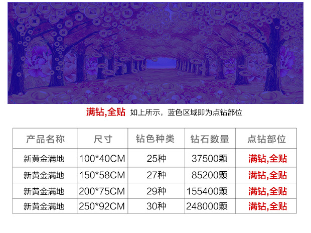
                                        画时代黄金满地新款客厅钻石画发财树钻石绣生意兴隆钻石十字绣财源广进 魔方满钻 100*40厘米 体验尺寸                