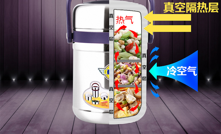 帮太太高汤宝真空提锅 不锈钢多层真空密封保温饭盒 保温桶保温盒 红手柄+酒红包 2.6L