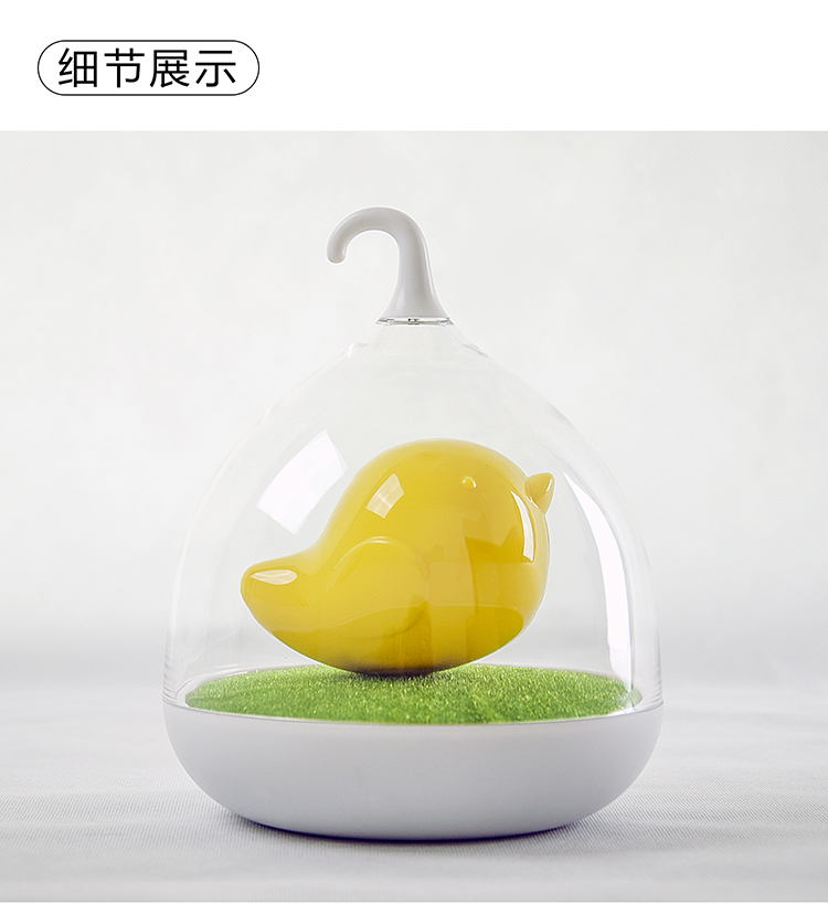 e优 创意LED台灯触摸床头鸟笼灯 可充电小夜灯小鸟台灯 声控感应壁灯插电卧室灯 护眼灯 触控版 桔萌鸟