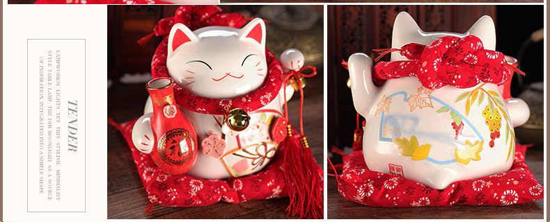 
                                                            星扉 大号炫彩陶瓷招财猫储蓄罐 店铺开业摆件工艺品 客厅装饰品存钱罐创意礼品摆件 9#炫彩红色福猫                