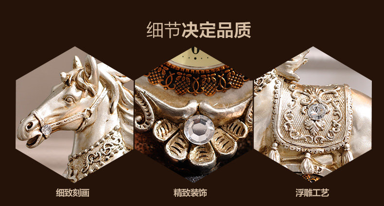 
                                        豪斯特丽 欧式古典家居装饰摆件 工艺品富贵马摆件 客厅书房时钟台钟创意个性座钟 艺术骆驼座钟                