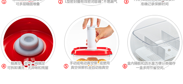 德国Stntus鲜途 进口真空保鲜盒套装 微波炉饭盒 保鲜盒 塑料便当盒 冰箱密封盒三件套 方形(白)0.5L*2+真空泵