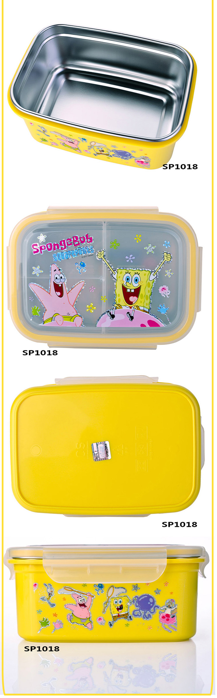 
                                        SPONGEBOBSQUAREPANTS 海绵宝宝儿童小学生304不锈钢保温饭盒便当盒 1100ML/SP1018                