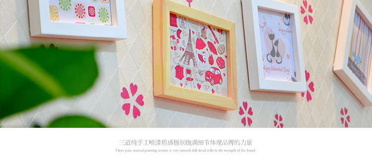 图慕 进口实木照片墙+墙贴 家装小资相框画框相片框 创意组合GT-6 白色小清新组合