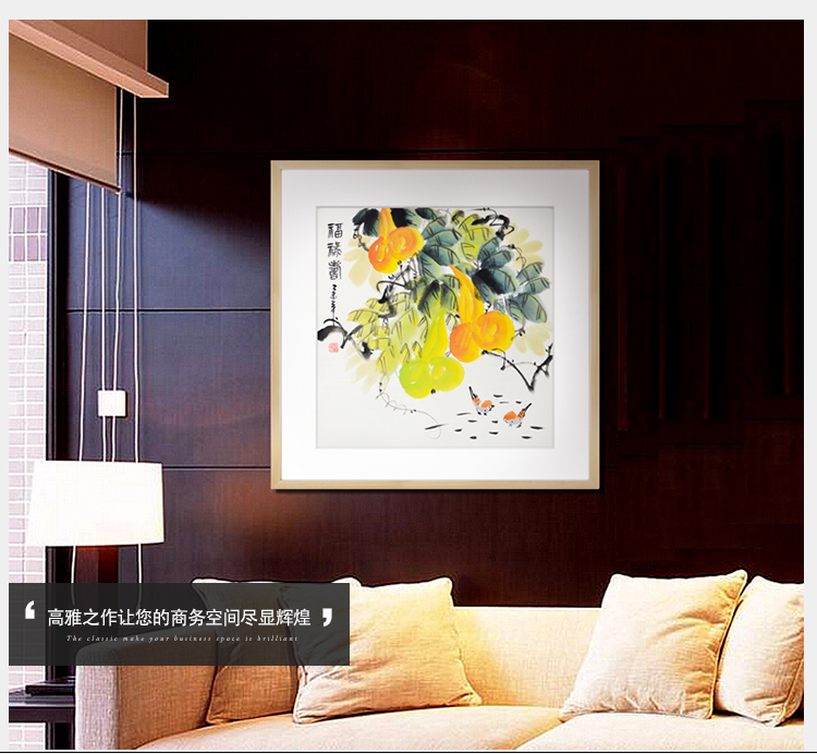 
                                        领格 实木有框装饰画 蒋小松手绘 国画  现代客厅办公室书房挂画 花鸟 福禄图GHN-0047 尺寸70cm*70cm 原木外框  其它外框联系客服                
