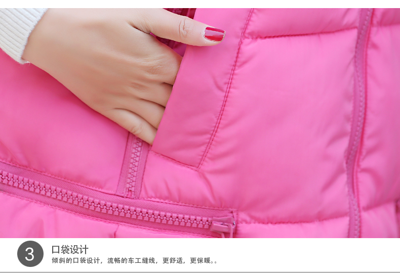 莎茹拉2015新款韩版羽绒棉马甲女短款连帽真毛领宽松少女学生棉背心外套 玫红 XL