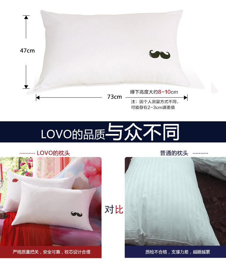 
                                        LOVO家纺 罗莱生活出品枕头对枕纤维枕芯情侣男女对枕婚庆配套枕头 MR MRS情侣对枕 47*73                