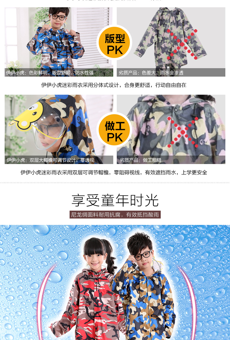 名盛儿童雨衣雨裤套装分体式男童女韩国小学生大帽檐牛津布耐磨面料 名盛蓝精灵套装儿童雨衣 蓝色 XXXL