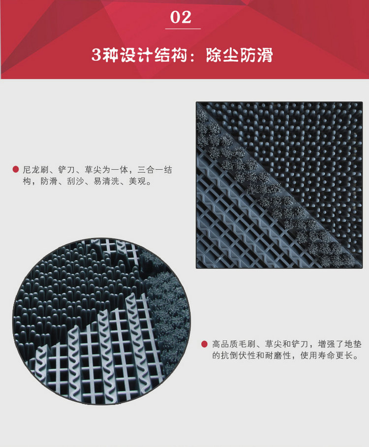 嘉德奥地毯 室外拼接地毯门厅 进门门口三合一拼接地毯镂空防滑除尘酒店宾馆办公楼定制 单刷灰色 加密型 60CM*90CM