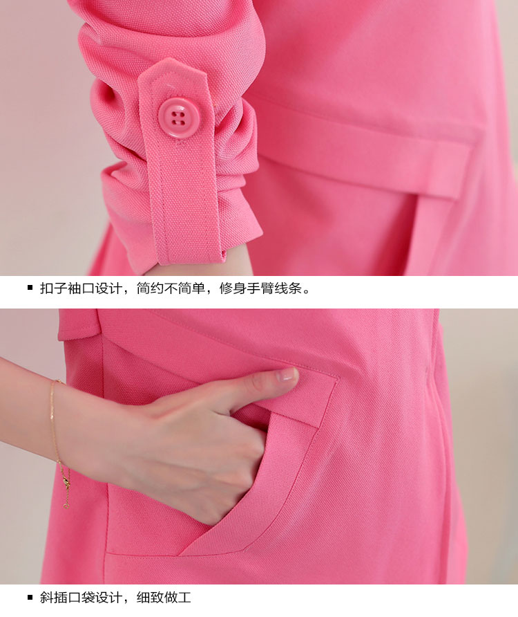 七寸  2015秋装新款韩版不规则外套短款风衣 女 5688 玫粉色 XL