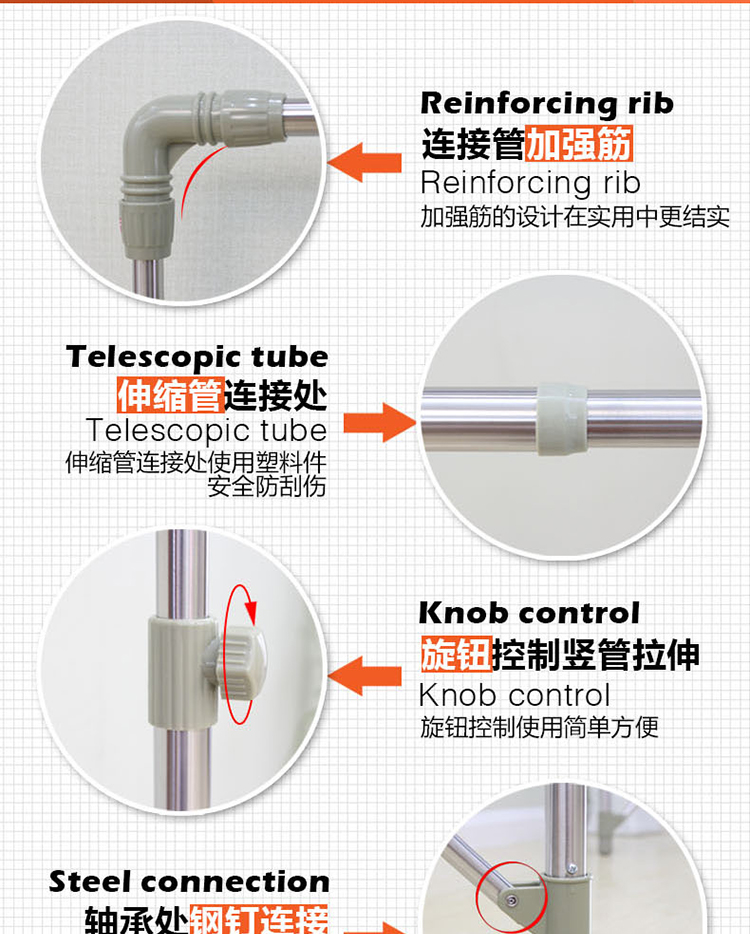 
                                        亿加亿阳台晾衣杆不锈钢双杆折叠晒衣架 X型落地式晾衣架颜色随机（白/冷灰） 红色                