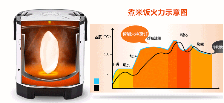 艾欣奇多功能迷你电饭煲智能预约时尚迷你电饭煲厨房智能小家电 橙色