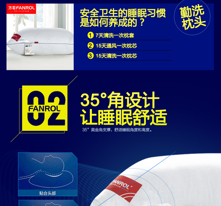 
                                        【2件减5元】方若FANROL 枕头 高弹护颈枕芯枕头芯 五星级酒店枕头  枕芯 中枕/单只 单只                