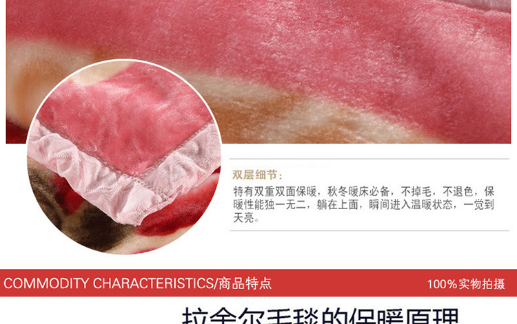 
                                        皛胜家纺 床上用品 双层双人拉舍尔压花毛毯毯子盖毯 大喜 150*200cm/四斤                