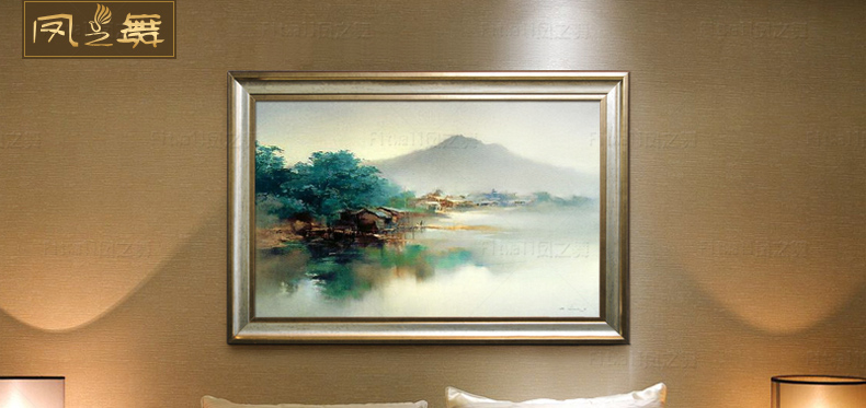 凤之舞油画现代简约客厅抽象画手绘油画家居餐厅玄关壁画酒店配画 欧式框4 75x65