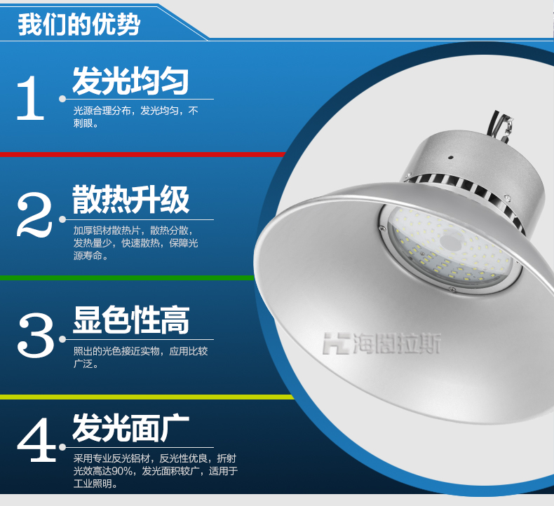 
                                        海阁拉斯 LED工矿灯 商场工厂超市展馆场馆天花照明吊灯 30w暖白光 220v                