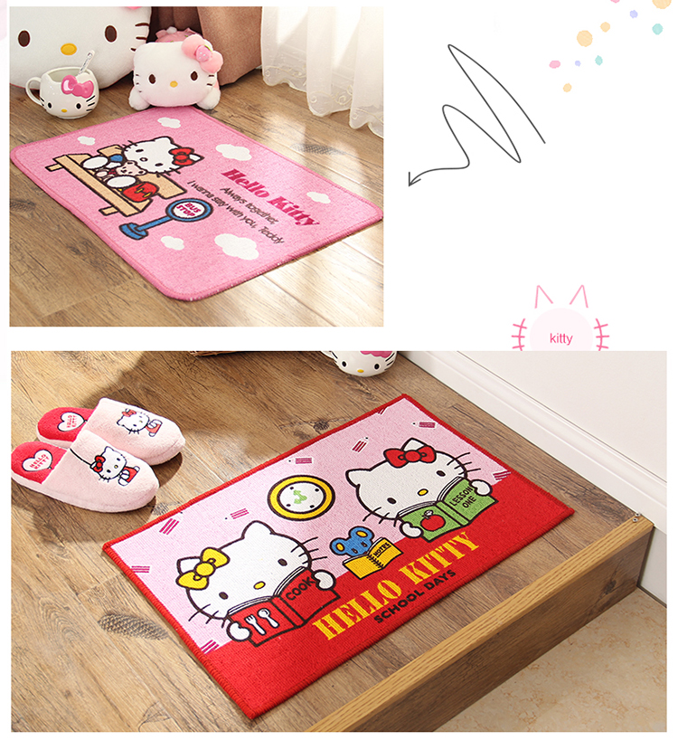
                                        hello kitty系列 卡通地垫 加厚植绒包边浴室地垫客厅卧室门垫 KT猫地垫 大脸猫 54X60CM                