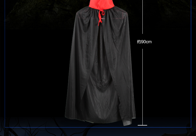 仕彩 万圣节服装 圣节装扮道具 儿童单层红领黑色披风 cosplay吸血鬼披风 僵尸披风约130cm