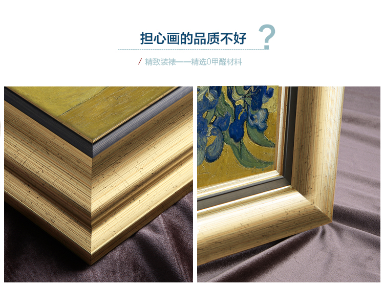 墙蛙 梵高油画欧式客厅装饰画沙发背景墙壁画玄关壁画挂画三联画 ACD一套3幅 优惠9元 金色外框41cmX51cm