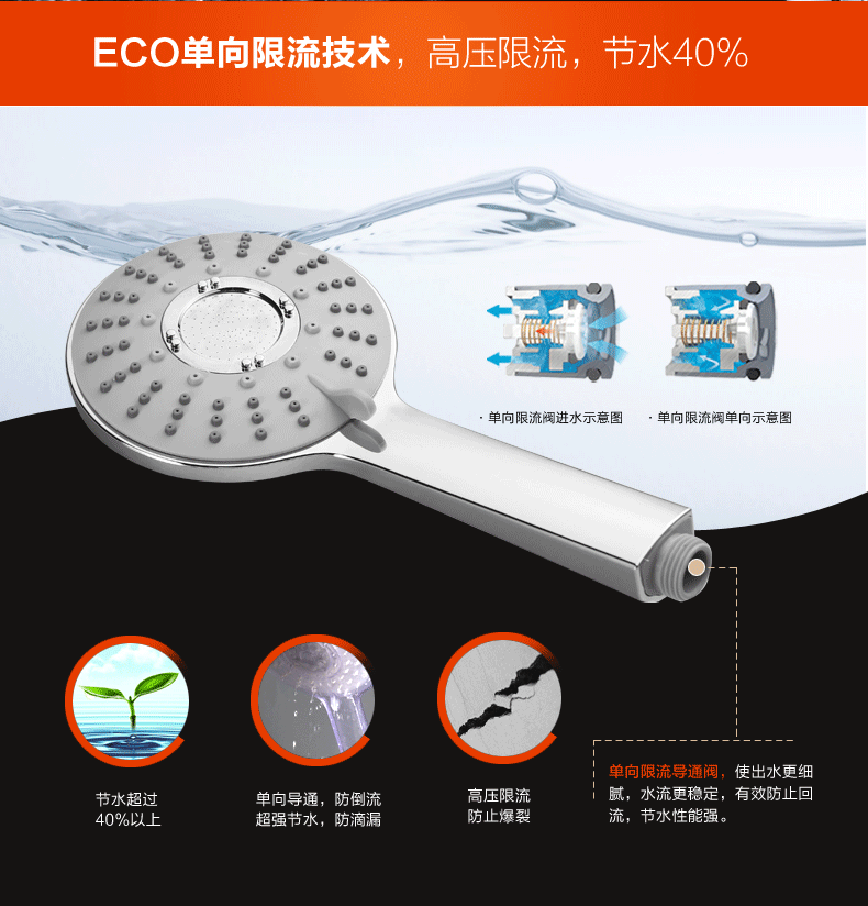 jomoo九牧 五功能手持增压淋浴花洒喷头s102065-2b01