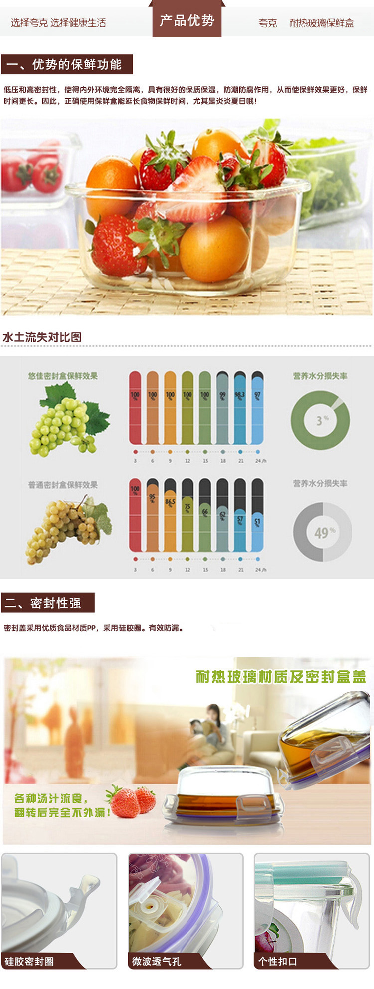 
                                        夸克 耐热玻璃饭盒 微波炉保鲜盒便当盒 餐盒密封盒两件套装送保温包 多重规格可选 方蓝520ml*2+蓝包                