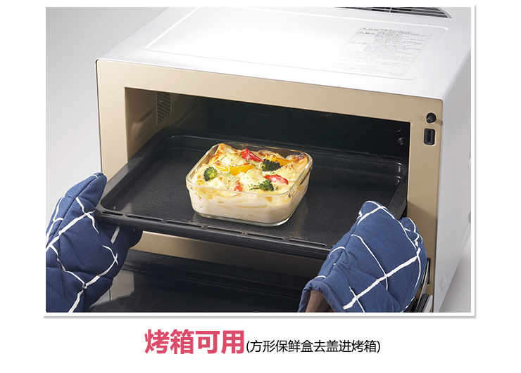 怡万家 保鲜盒 进口 耐热玻璃 便当盒 饭盒 时尚炫彩 九件套