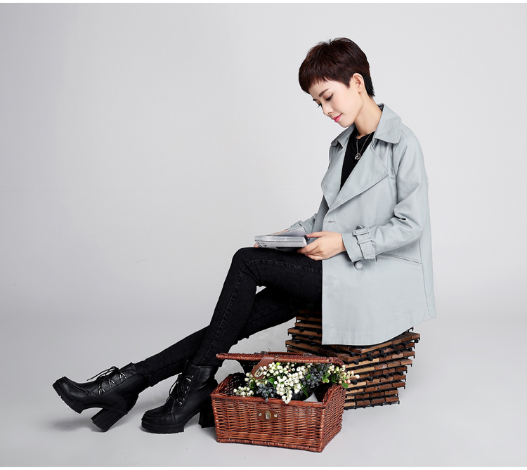 依倍林2015秋装新款女装长袖宽松双排扣风衣外套大码中老年妈妈装269 枣红色 XXXL